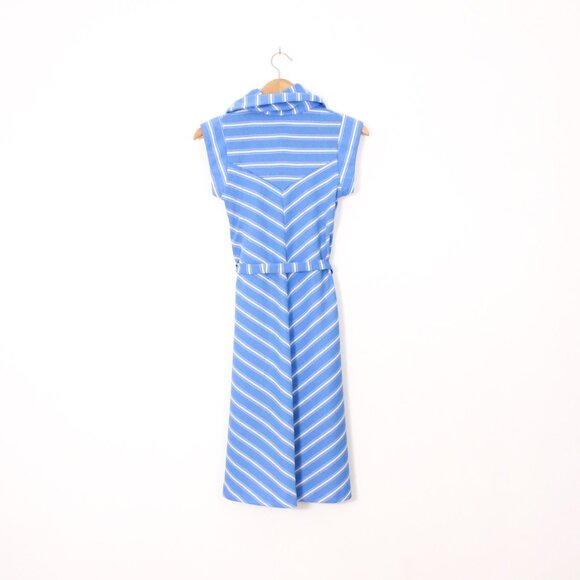 *Custom Made Blue Striped Turtleneck Sleeveless Dress - Picture 7 of 7